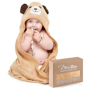 Premium Bamboo Baby Hooded Towel with Unique Do...