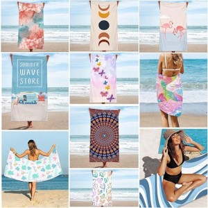 Extra Large Sand Free Microfiber Beach Towel for Girl Women Light Travel Camping Towel