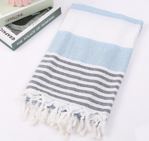Turkish towel multi color custom sand free printed soft beach with tassels woven cotton polyester high quality