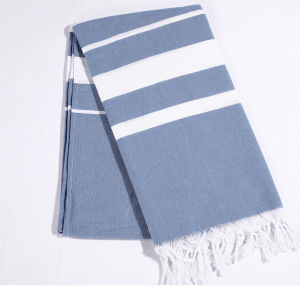 Custom logo wholesale striped design tassels sand proof beach towel with cotton polyester towel
