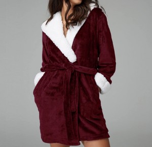 Women’s Warm Fleece Robe with Fleece linging Hood