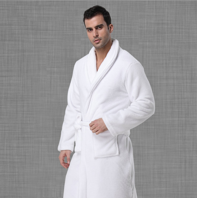 Flannel Fleece Full Length Bathrobe Winter Warm Pajamas Shower Nightgown Featured Image