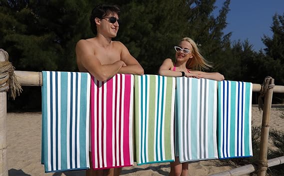  White Classic Beach Towels Oversized Cabana Stripe Cotton Bath  Towel Large - Luxury Plush Thick Hotel Swim Pool Towels for Adults Super  Absorbent Quick Dry - 35x70 Grey [2 Pack] 