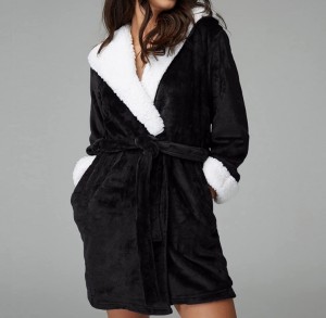 Women’s Warm Fleece Robe with Fleece linging Hood