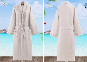 Custom Luxury High Grade 100% Cotton Spa Hotel Waffle Bathrobe for Men Women Couple Bath Robe