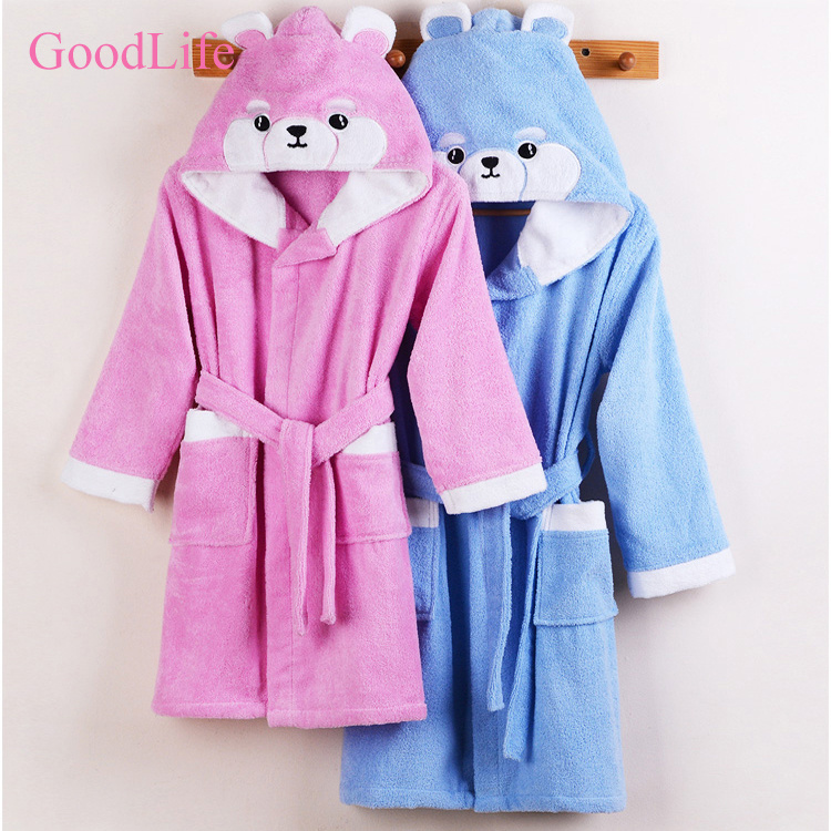 Hooded Bathrobe Soft Absorbent Cotton Cute Animal For Boys Girls (1)