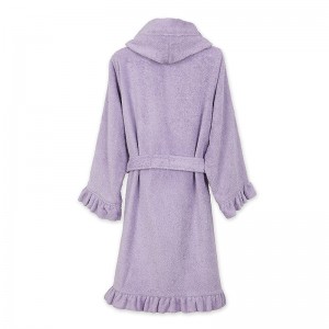 Kids Robe Turkish Cotton Hooded Bathrobe GOTS Certified Organic  for Girls