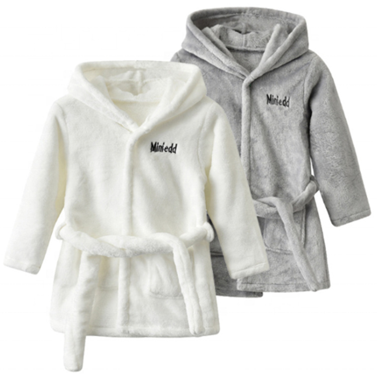 Soft Flannel Hooded Bathrobe Cute Sleepwear for Boys Girls Gifts (4)