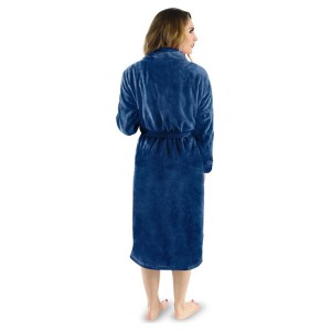 Women Bathrobe Plush Fleece Shawl Collar Long Robe