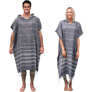 Towelling Poncho Robe Cotton Or Microfiber Fabric for Beach Changing