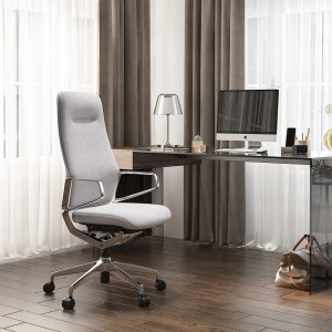 Krzesło biurowe z szarej tkaniny