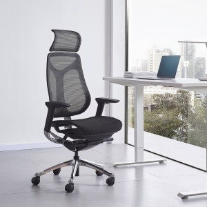 Chaise de bureau ergonomique à dossier haut Imove, maille noire
