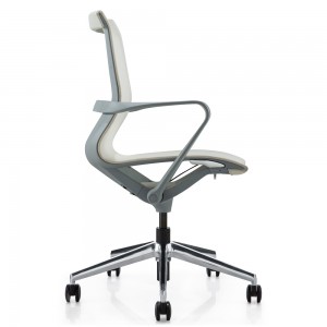 Cadeira de escritório de alta qualidade com base de alumínio polido com rodízios de PU Cadeira de escritório