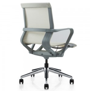 Silla de oficina de alta calidad, muebles con base de aluminio pulido, silla de oficina con ruedas de PU