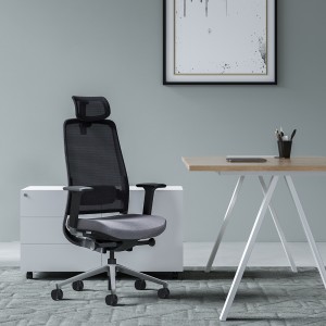 Schwarzer, ergonomischer, moderner Bürodrehstuhl