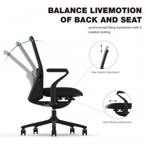 cadeira meados de giratória do back office do giro da tela 3D com apoio lombar