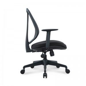 Cadeira ergonômica para escritório com encosto médio e apoio de braço fixo em PU