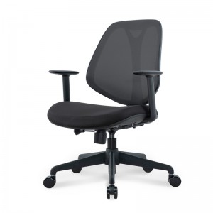 Cadeira ergonômica para escritório com encosto médio e apoio de braço fixo em PU