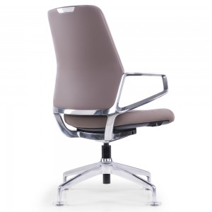 Brown Leather Conference Chair without Wheels