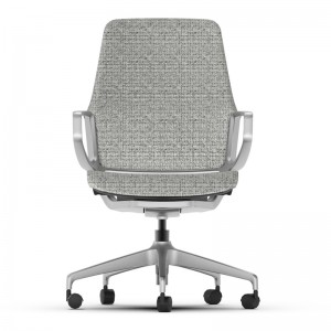 바퀴 없는 회색 패브릭 회의 의자