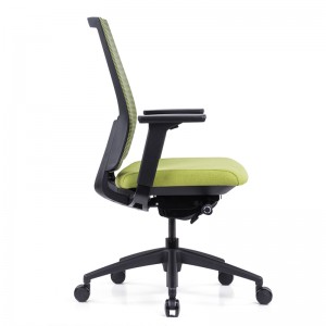 เก้าอี้ผ้าสำนักงานหลังกลางดีไซน์แฟชั่นสีเขียวสำหรับพนักงาน