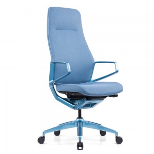 Krzesło biurowe wykonawcze z niebieskiej tkaniny