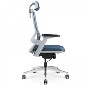 Verstellbarer Bürostuhl mit Netzrücken und Lordosenstütze und hoher Rückenlehne gegen Rückenschmerzen