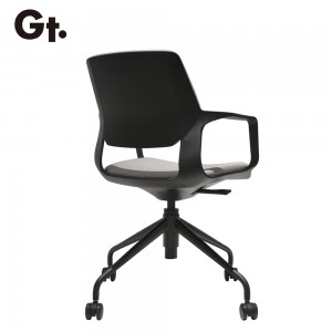 黒いフレームの灰色の生地の会議室の椅子