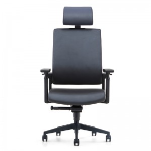 Полностью кожаное эргономичное офисное кресло с черной нейлоновой рамой