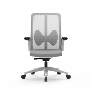 Cadeira giratória de mesa de malha cinza com apoio lombar