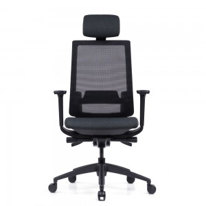 Cadeira de escritório ergonômica ajustável em malha preta Goodtone