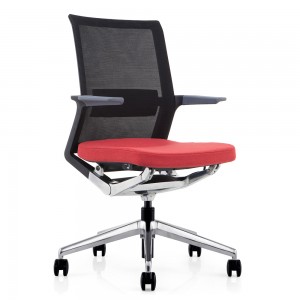 Cadeira giratória para escritório com almofada vermelha