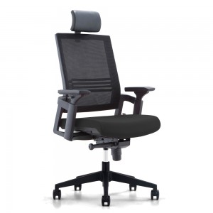 Cadeira de escritório confortável com apoio de cabeça de couro