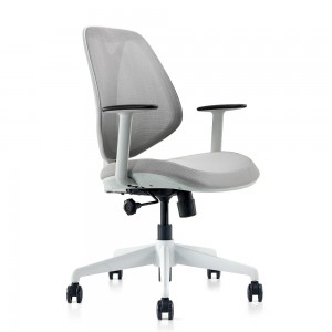 Obrotowe krzesło biurowe z szarą siatką