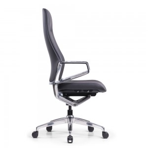 Krzesło biurowe wykonawcze z czarnej skóry