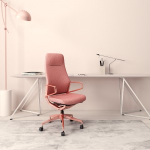 Foshan Furniture Leather Pink Adjustable Height Ergonomic Office Chair