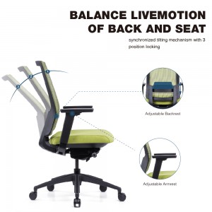 Personel için Moda Tasarımı Yeşil Orta Arka Ofis Kumaş Sandalye