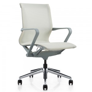 Goodtone Furniture Original Design Stilvoller, nach hinten neigbarer, weißer Bürodrehstuhl aus Netzstoff
