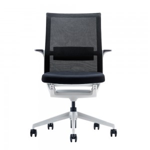 Chaise de bureau ergonomique flexible et élégante en acier noir et blanc