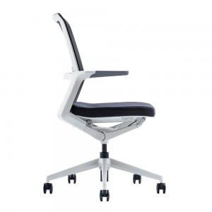 Sedia da ufficio ergonomica flessibile ed elegante in acciaio bianco e nero
