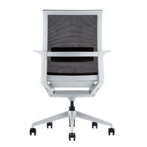 Silla de oficina de acero ergonómica, flexible y elegante en blanco y negro