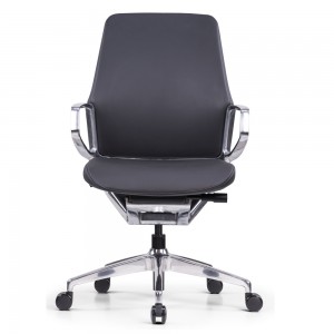 Cadeira de escritório de couro de luxo com parte traseira média para sala de reuniões