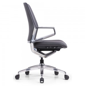Cadeira de escritório de couro de luxo com parte traseira média para sala de reuniões