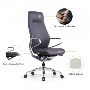 Manager Leather Chair with Fixed Armrest