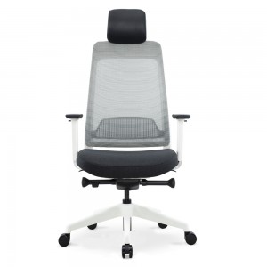 Cadeira giratória ergonômica para escritório com encosto de cabeça ajustável com malha traseira alta
