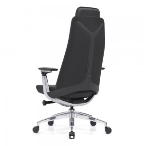 Executive bureaustoel van zwarte stof met ingebouwde verstelbare hoofdsteun