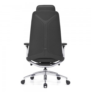 Executive bureaustoel van zwarte stof met ingebouwde verstelbare hoofdsteun
