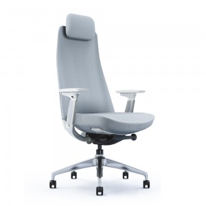 Grey Fabric Ergonomic office chair with bulti-in Headrest