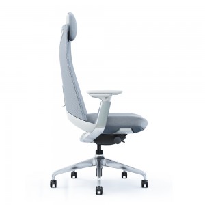 Grey Fabric Ergonomic office chair with bulti-in Headrest