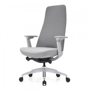Luxuriöser, grau gepolsterter Schreibtisch-Bürostuhl mit Kopfstütze